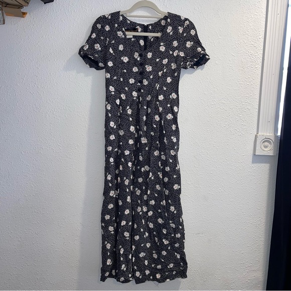 Vintage Donna Ricco Black & White Floral Romper Jumpsuit Dress Small Women - Picture 1 of 14